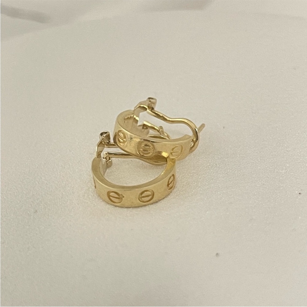Solid 10k Gold love Hoop Earrings